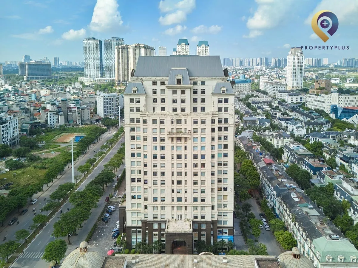 Toàn cảnh mặt ngoài tòa nhà Sudico Tower với kiến trúc hiện đại và vị trí đắc địa tại Hà Nội - hình ảnh từ Property Plus